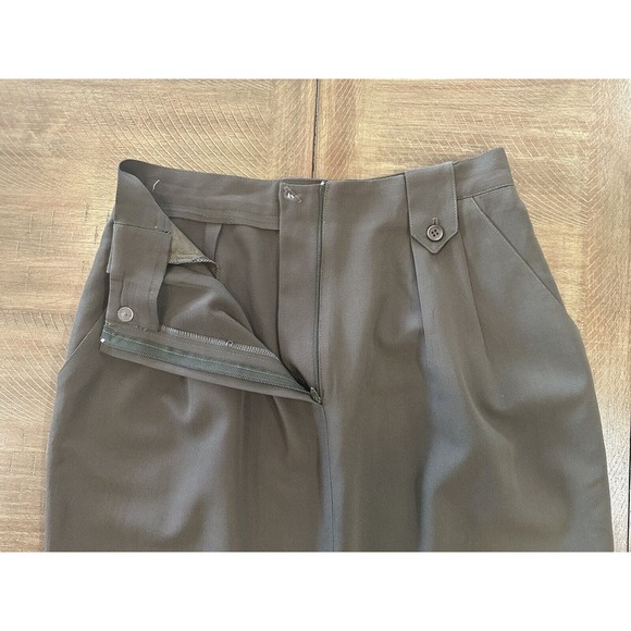 Christian Dior Separates Knee Length Skirt Olive Green Size 8 Pleated 100% Wool - Picture 3 of 12
